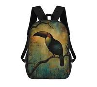 sinyumoney 4Girls Toucan Painting Backpack 3D Printed Boy School Backpack Casual Daypack Lightweight Rucksack for Middle School Students 17inch