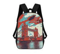 sinyumoney 4Girls Tower Bridge London Backpack 3D Printed Boy School Backpack Casual Daypack Lightweight Rucksack for Middle School Students 17inch