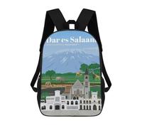 sinyumoney 4Girls Travel to Dar Es Salaam Backpack 3D Printed Boy School Backpack Casual Daypack Lightweight Rucksack for Middle School Students 17inch