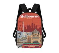 sinyumoney 4Girls Travel to Melbourne Backpack 3D Printed Boy School Backpack Casual Daypack Lightweight Rucksack for Middle School Students 17inch