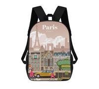 sinyumoney 4Girls Travel to Paris Backpack 3D Printed Boy School Backpack Casual Daypack Lightweight Rucksack for Middle School Students 17inch