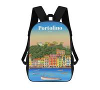sinyumoney 4Girls Travel to Portofino Backpack 3D Printed Boy School Backpack Casual Daypack Lightweight Rucksack for Middle School Students 17inch