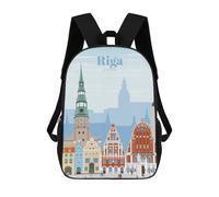 sinyumoney 4Girls Travel to Riga Backpack 3D Printed Boy School Backpack Casual Daypack Lightweight Rucksack for Middle School Students 17inch