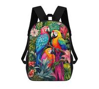 sinyumoney 4Girls Tropical Parrot Trio Backpack 3D Printed Boy School Backpack Casual Daypack Lightweight Rucksack for Middle School Students 17inch