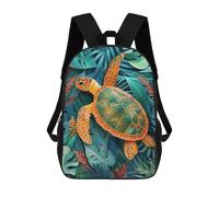 sinyumoney 4Girls Turtle Flat Paper Craft Backpack 3D Printed Boy School Backpack Casual Daypack Lightweight Rucksack for Middle School Students 17inch