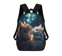 sinyumoney 4Girls Two Cute Cat Backpack 3D Printed Boy School Backpack Casual Daypack Lightweight Rucksack for Middle School Students 17inch