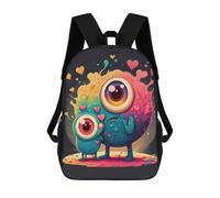 sinyumoney 4Girls Two-eyed Monster Love Backpack 3D Printed Boy School Backpack Casual Daypack Lightweight Rucksack for Middle School Students 17inch