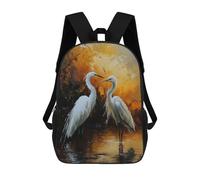 sinyumoney 4Girls Two Herons in Pond Backpack 3D Printed Boy School Backpack Casual Daypack Lightweight Rucksack for Middle School Students 17inch