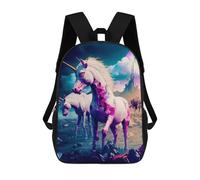 sinyumoney 4Girls Unicorn Fantasy Landscape Backpack 3D Printed Boy School Backpack Casual Daypack Lightweight Rucksack for Middle School Students 17inch