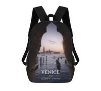sinyumoney 4Girls VENICE Backpack 3D Printed Boy School Backpack Casual Daypack Lightweight Rucksack for Middle School Students 17inch