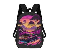 sinyumoney 4Girls Vibrant Retro Road Trip Backpack 3D Printed Boy School Backpack Casual Daypack Lightweight Rucksack for Middle School Students 17inch
