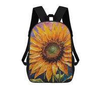 sinyumoney 4Girls Vibrant Sunflower Painting Backpack 3D Printed Boy School Backpack Casual Daypack Lightweight Rucksack for Middle School Students 17inch