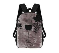 sinyumoney 4Girls Vineyard And Wine Backpack 3D Printed Boy School Backpack Casual Daypack Lightweight Rucksack for Middle School Students 17inch