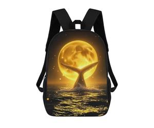 sinyumoney 4Girls Water Splashing Around Celestial Whale Moonlit Ocean Night Backpack 3D Printed Boy School Backpack Casual Daypack Lightweight Rucksack for Middle School Students 17inch