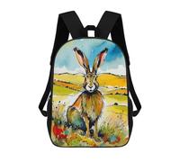 sinyumoney 4Girls Watercolor Hare in Field Backpack 3D Printed Boy School Backpack Casual Daypack Lightweight Rucksack for Middle School Students 17inch