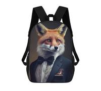 sinyumoney 4Girls Well Dressed Fox Backpack 3D Printed Boy School Backpack Casual Daypack Lightweight Rucksack for Middle School Students 17inch
