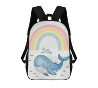 sinyumoney 4Girls Whale, Fish And Rainbow Backpack 3D Printed Boy School Backpack Casual Daypack Lightweight Rucksack for Middle School Students 17inch
