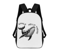 sinyumoney 4Girls Whale Hello There! Black And White Backpack 3D Printed Boy School Backpack Casual Daypack Lightweight Rucksack for Middle School Students 17inch