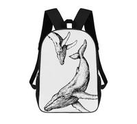 sinyumoney 4Girls Whale Illustration Backpack 3D Printed Boy School Backpack Casual Daypack Lightweight Rucksack for Middle School Students 17inch