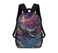 sinyumoney 4Girls Whale in Dreamy Celestial Landscape Backpack 3D Printed Boy School Backpack Casual Daypack Lightweight Rucksack for Middle School Students 17inch
