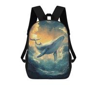 sinyumoney 4Girls Whale in Dreamy Ocean Scene Backpack 3D Printed Boy School Backpack Casual Daypack Lightweight Rucksack for Middle School Students 17inch