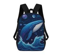 sinyumoney 4Girls Whale in Space Backpack 3D Printed Boy School Backpack Casual Daypack Lightweight Rucksack for Middle School Students 17inch