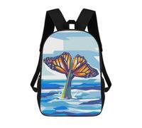 sinyumoney 4Girls Whale The Butterfly Backpack 3D Printed Boy School Backpack Casual Daypack Lightweight Rucksack for Middle School Students 17inch