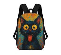 sinyumoney 4Girls Whimsical Black Cat Portrait Backpack 3D Printed Boy School Backpack Casual Daypack Lightweight Rucksack for Middle School Students 17inch