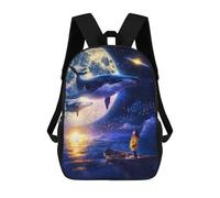 sinyumoney 4Girls Whispering Whales Backpack 3D Printed Boy School Backpack Casual Daypack Lightweight Rucksack for Middle School Students 17inch