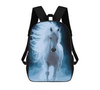 sinyumoney 4Girls White Horse Digital Art Backpack 3D Printed Boy School Backpack Casual Daypack Lightweight Rucksack for Middle School Students 17inch