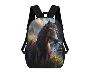 sinyumoney 4Girls Wild Horse in Mountain Paradise Backpack 3D Printed Boy School Backpack Casual Daypack Lightweight Rucksack for Middle School Students 17inch