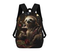 sinyumoney 4Girls Wine Sloth And Roses Backpack 3D Printed Boy School Backpack Casual Daypack Lightweight Rucksack for Middle School Students 17inch