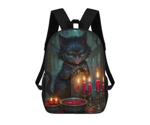 sinyumoney 4Girls Witch Cheshire Cat with Red Candles Backpack 3D Printed Boy School Backpack Casual Daypack Lightweight Rucksack for Middle School Students 17inch