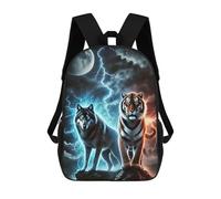 sinyumoney 4Girls Wolf And Tiger Animal Backpack 3D Printed Boy School Backpack Casual Daypack Lightweight Rucksack for Middle School Students 17inch