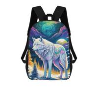 sinyumoney 4Girls Wolf Winter Landscape Backpack 3D Printed Boy School Backpack Casual Daypack Lightweight Rucksack for Middle School Students 17inch
