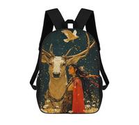 sinyumoney 4Girls Woman And White Stag Backpack 3D Printed Boy School Backpack Casual Daypack Lightweight Rucksack for Middle School Students 17inch