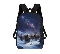 sinyumoney 4Girls Woolly Mammoths Under The Night Sky Backpack 3D Printed Boy School Backpack Casual Daypack Lightweight Rucksack for Middle School Students 17inch