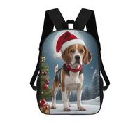 sinyumoney 4Girls Xmas with Beagle Dog Backpack 3D Printed Boy School Backpack Casual Daypack Lightweight Rucksack for Middle School Students 17inch