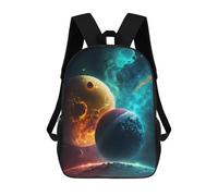sinyumoney 4Girls Yin-Yang Planets in Space Backpack 3D Printed Boy School Backpack Casual Daypack Lightweight Rucksack for Middle School Students 17inch