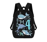 sinyumoney 4th Birthday Sea Animal School Bags School Secondary High School College Backpack Travel for Campus Outdoor Travel Sports 17inch