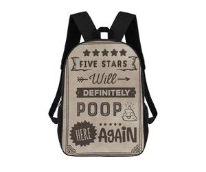 sinyumoney 5 Star Poop Here Again School Backpack Large Lightweight Casual Backpack for Boys/Girls/Teenagers 17inch