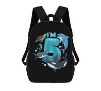 sinyumoney 5th Birthday Sea Animals Backpack School Secondary Causal Travel High School Bags for Boys/Girls/Teenagers 17inch