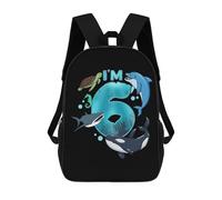 sinyumoney 6th Birthday Sea Animals Backpacks Kids Student Schoolbag,3D Printed Backpacks,Elementary And Middle School Students Backpacks for Boys Girls 17inch