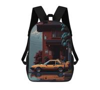sinyumoney 70s Car Pixelated Backpack School High Secondary School Bags Casual Backpack for Camping Outdoor Adventures And Daily Travel 17inch