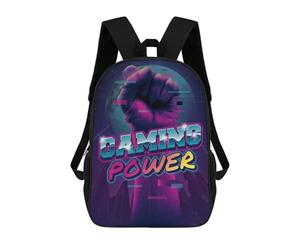 sinyumoney 90s 80s Retro Gaming Power Children's Backpacks School 3D Printed Bag Bookbag for Kids Travel Rucksacks Boy Girl Book Bags Kids School Bag 17inch