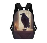 sinyumoney A Castle Crow School Bag Backpack Teen Schoolbag 3D Printing Adjustable Schoolbag Fashion Pocket Bag for Kids Boys Girls Students And Teenagers Fans 17inch