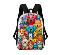 sinyumoney A Colourful Pile of Dogs Backpacks Kids Student Schoolbag,3D Printed Backpacks,Elementary And Middle School Students Backpacks for Boys Girls 17inch