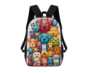 sinyumoney A Colourful Pile of Dogs Backpacks Kids Student Schoolbag,3D Printed Backpacks,Elementary And Middle School Students Backpacks for Boys Girls 17inch
