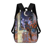 sinyumoney A Crow on Fabric 3D Printed Kids School Bag Rucksacks Children's School Fashion Casual Back Pack High Capacity Travel Book Bags Backpack for Kids 17inch