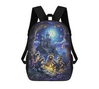 sinyumoney A Fantasy Meeting Raccoon Backpacks Kids School Backpack School Bag 3D Printed School Bag for Boys Elementary And Middle School Students 17inch